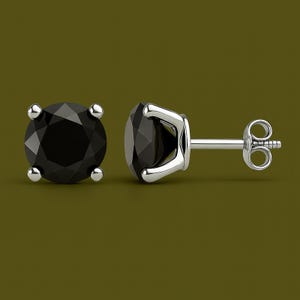 1ct Black Diamond Stud Earrings | 14K White Gold | Bold & Minimalist NWT