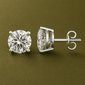 2 CT Lab Grown Diamond Stud Earrings | G VS | 14K Solid Gold White  | Women and Men | Gift for Her | Sustainable Diamond Earrings