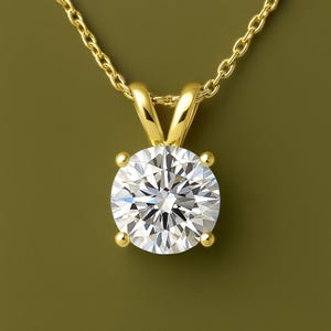 1ct Lab Grown Diamond Solitaire Pendant Necklace: 14K Gold