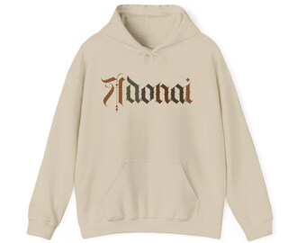 Felpa con cappuccio cristiana Adonai - Abbigliamento religioso ispirato alla fede per uomini e donne