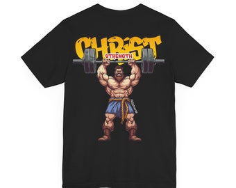 Koszulka Christ Strength - Odzież sportowa oparta na wierze - Odzież fitnessowa chrześcijańska