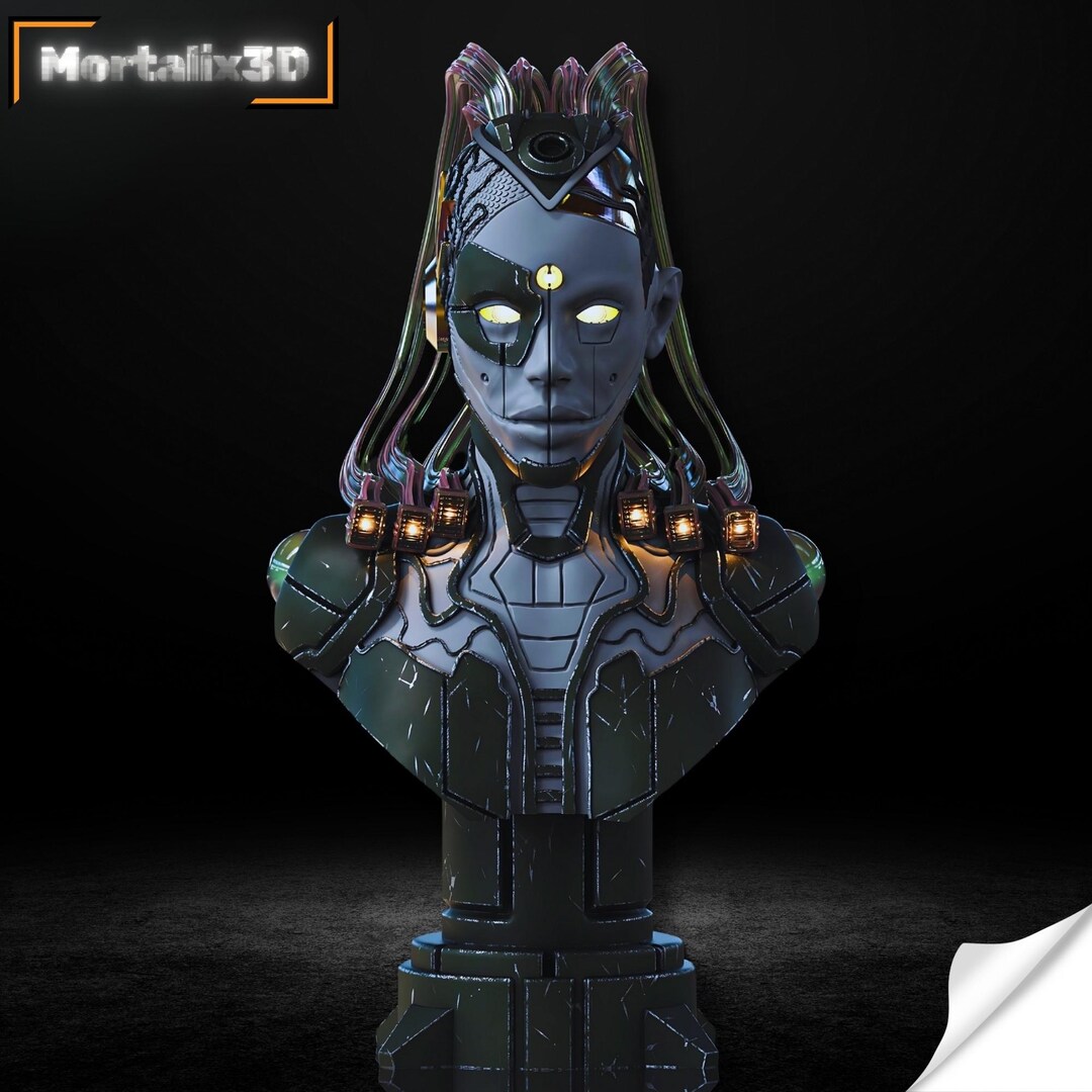 Sentient Cyborgs Sentient AI Cyborg Bust STL, Cyberpunk Artificial Intelligence ...