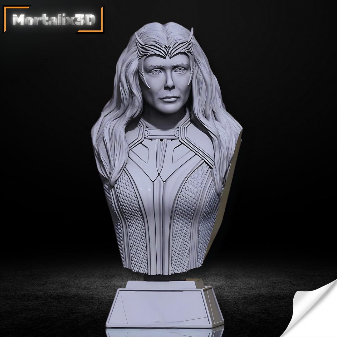 Scarlet Witch Bust STL, Marvel Wanda Maximoff 3D Print Model, High ...