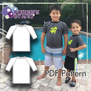 Kids Swim Shirt, Rash Guard PDF Sewing Pattern