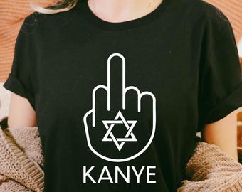 T-shirt f*ck de Kanye avec le majeur. Étoile de David noire ou blanche