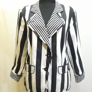 Black white striped blazer