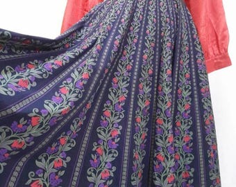 Falda midi floral vintage de los 80, falda romántica de verano.