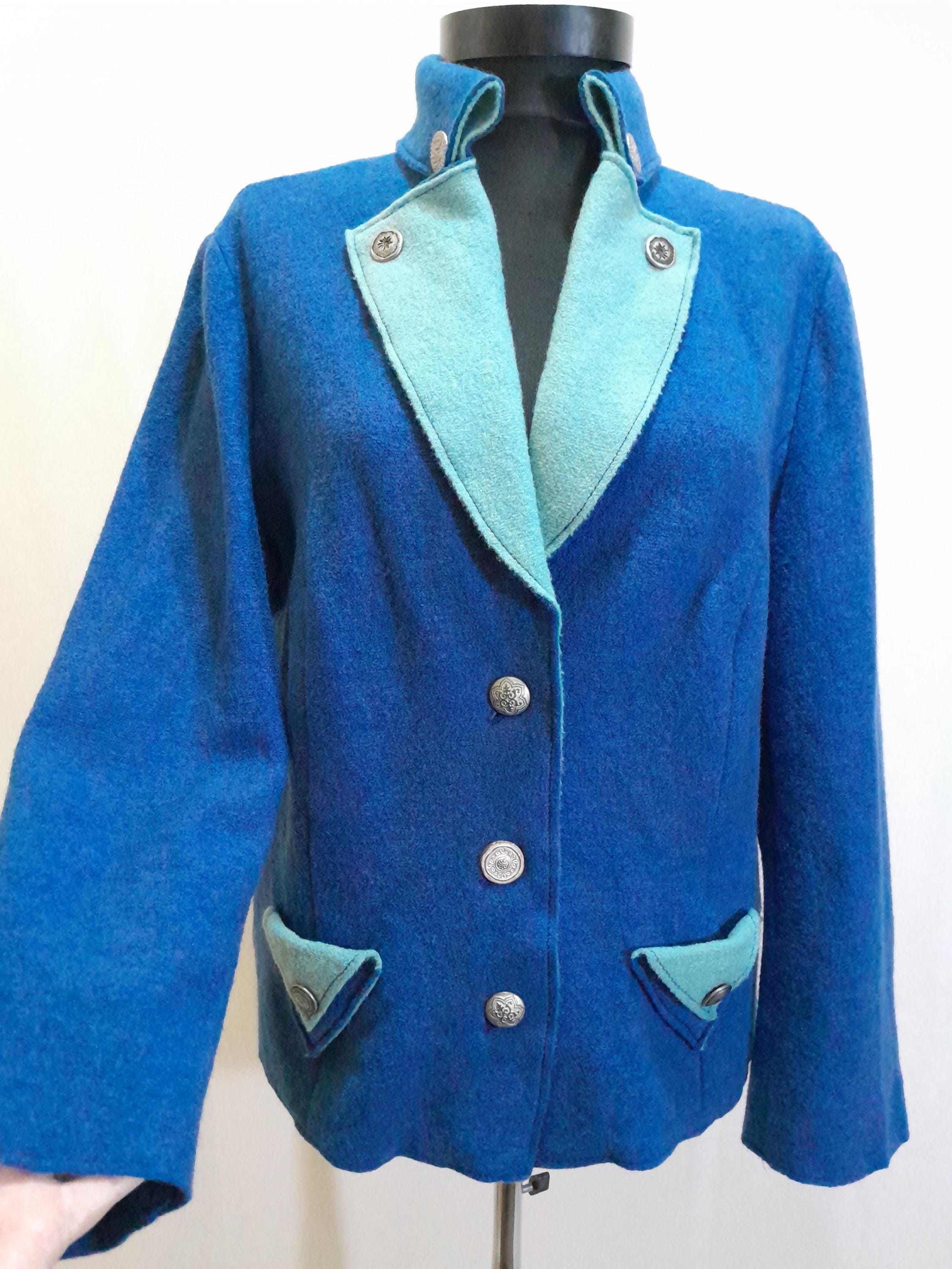 Vintage 80s Blue Boiled Wool Bavarian Jacket - Etsy