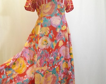 Vestido floral vintage de los años 80
