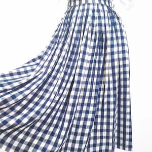 Vintage country plaid midi skirt, floral print
