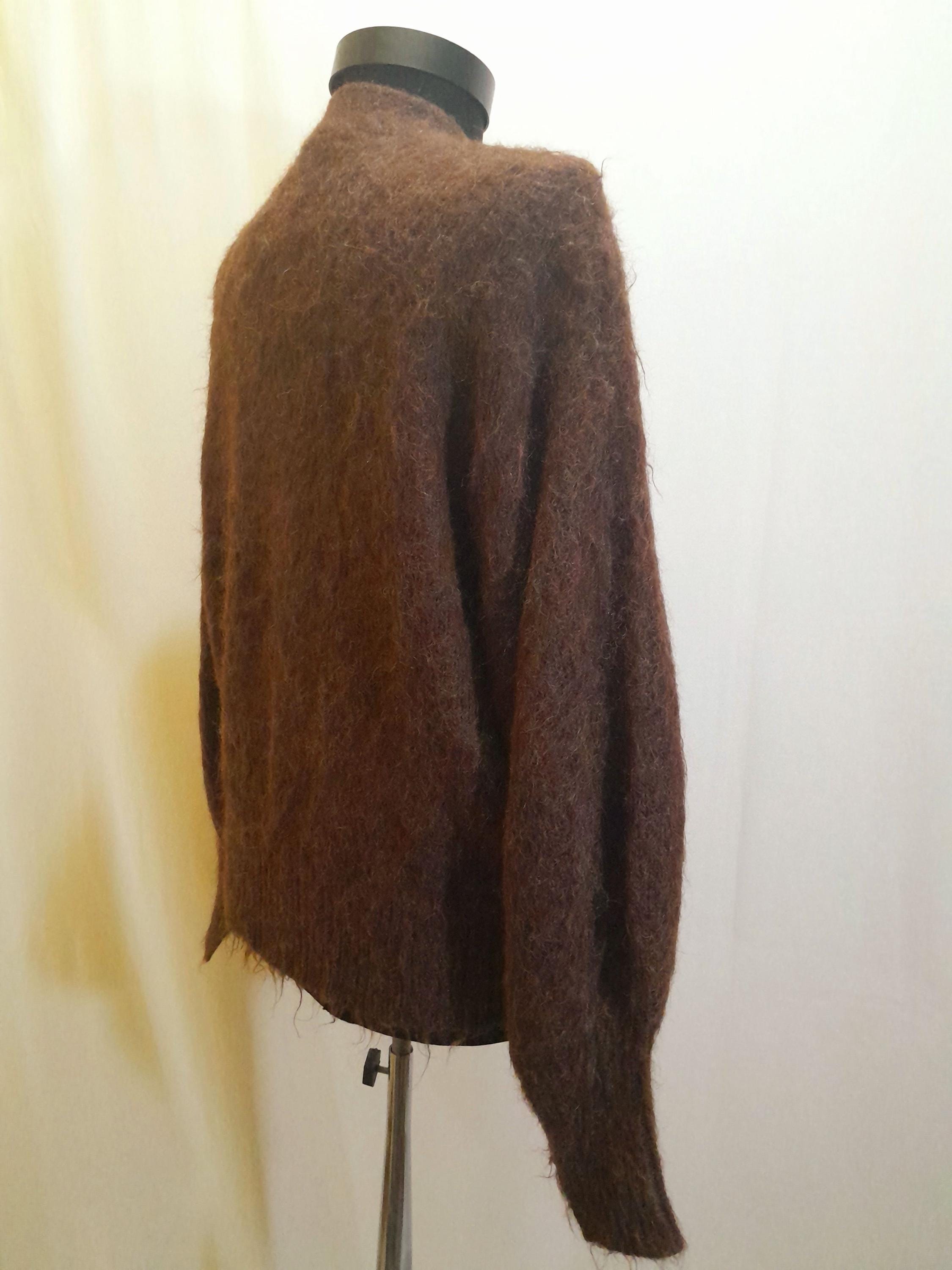 トップス archive vintage mohair brown cardigan Vintage Mohair Brown Cardigan With Wide Cuffs , Puff Sleeve