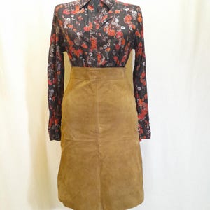 Genuine suede leather short skirt,90s