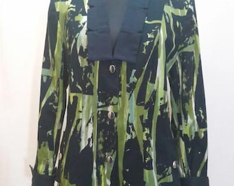 Blazer vintage de los años 80, chaqueta abotonada para mujer.