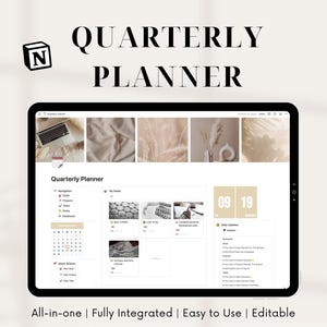 Notion Quarterly Planner 2025, 12 Week Year Planner, All-in-one Notion Template, Editable Calendar, Goal Setting Dashboard, 90 Day Planner