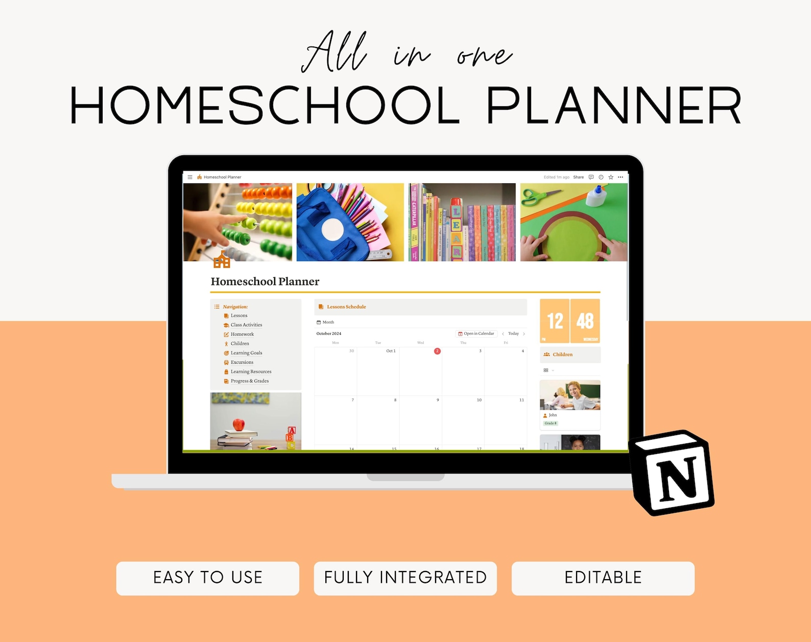 Academic Homeschool Planner Notion, College Lesson Schedule, All in One Editable Dashboard ...
