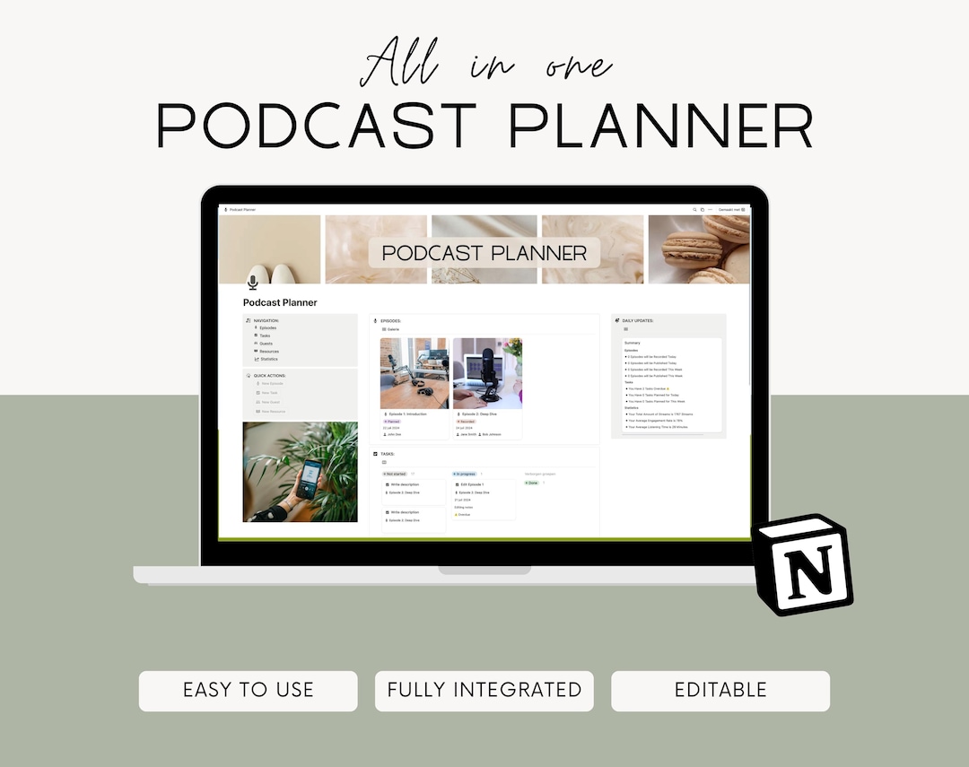 Notion Podcast Planner Template, All in One Digital Podcast Tracker ...