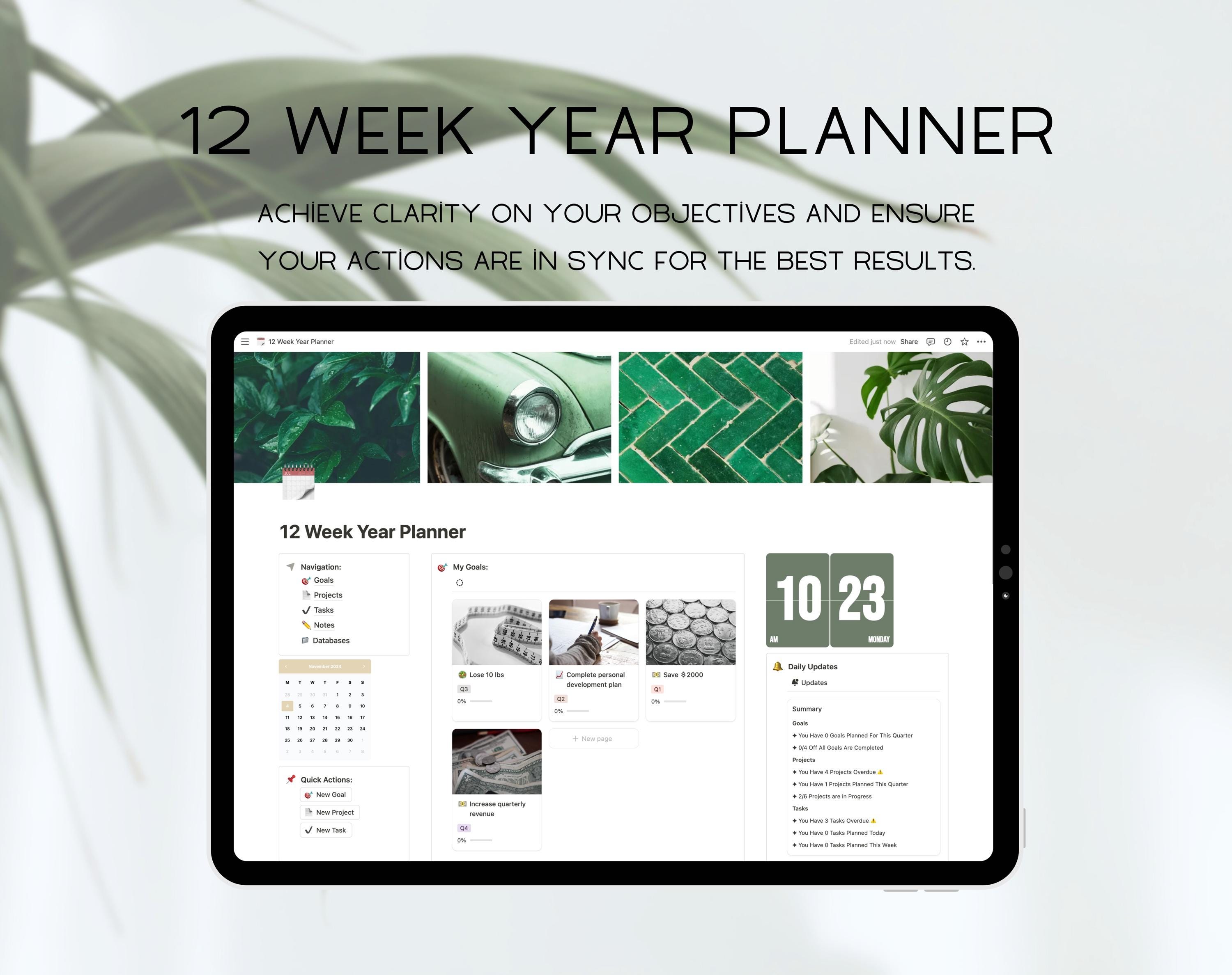 12 Week Year Notion Planner, Editable Quarterly Planner Template, 2024 ...