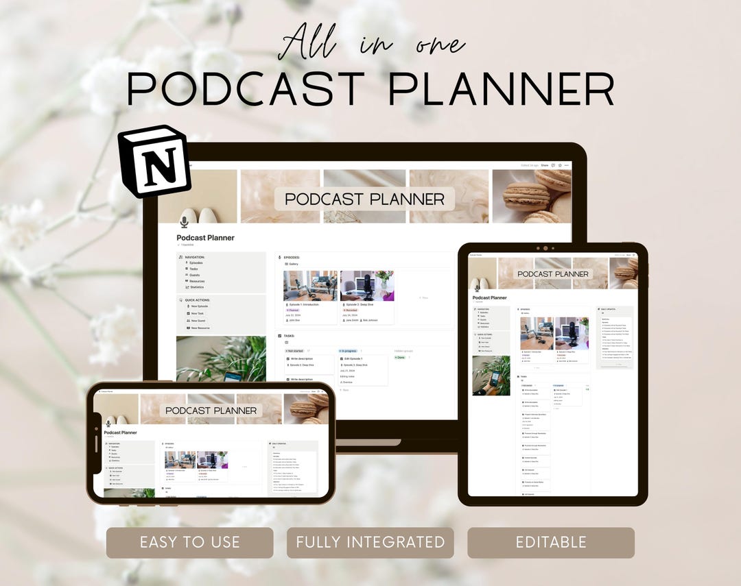 Podcast Template, Notion Planner, Digital Podcast Task Tracker ...