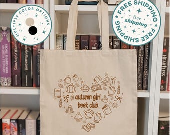 Autumn Book Club Tote Bag: Cozy Bookworm Gift