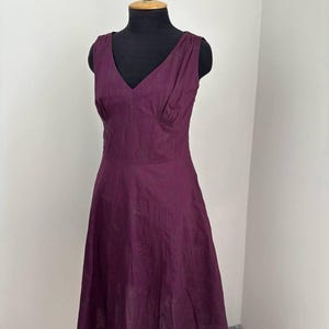 Vintage Laura Ashley Embroidered Dress: Purple Fit & Flare, UK 14 / US 10