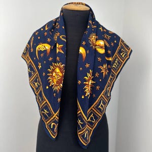 Vintage Gianni Versace Zodiac Silk Scarf: Celestial Italian Luxury