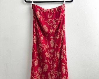 Seidenrock mit Blumenmuster: Perlensaum, romantischer Boho-Stil (Größe S)