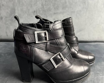 Bottines en cuir Harley-Davidson Samantha : moto à talons hauts, pointure 37