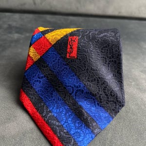 Vintage Krawatte, Yves Saint Laurent Vintage Seidenkrawatte, Krawatte 1990er Jahre, Krawatte, Amedeo Perrone, Geometrisches Muster, Geschenk Für Ihn
