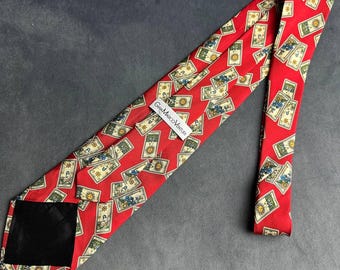 Vintage Gian Marco Venturi sidenslips, rött tarotkortstryck