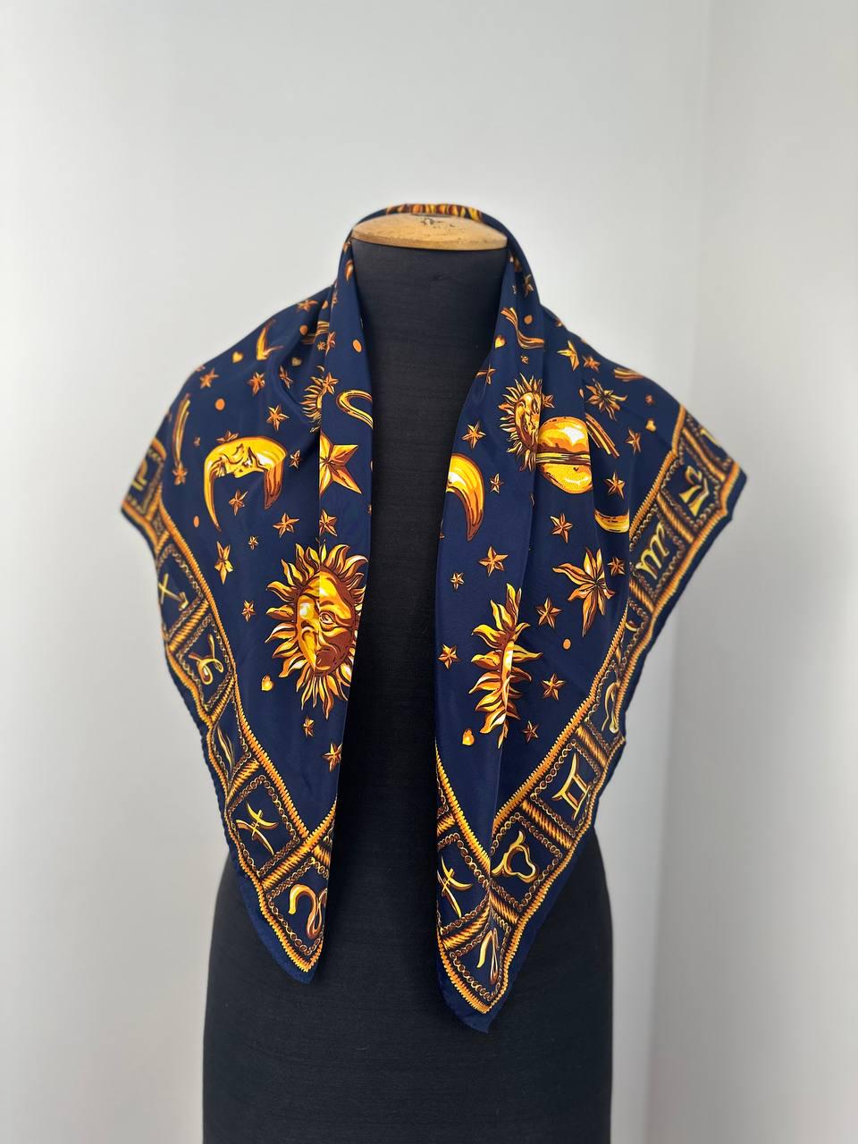 Vintage Gianni Versace Zodiac Silk Scarf: Celestial Italian Luxury