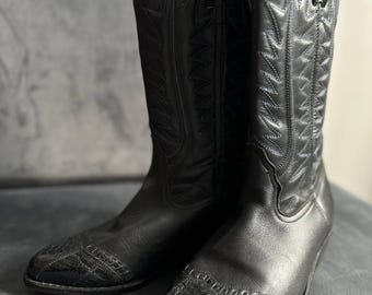 Vintage Albany Tyler Leather Cowboy Boots, Size 40, Western Style