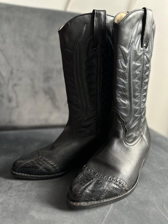 Vintage Albany Tyler Leather Cowboy Boots, Size 40, Western Style