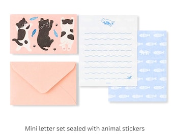 Midori Mini letter set sealed with animal stickers, New release, Cute Japanese Stationery DesignPhil