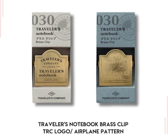 Traveler's Notebook Brass Clip  TRC Logo/ Airplane Pattern DesignPhil