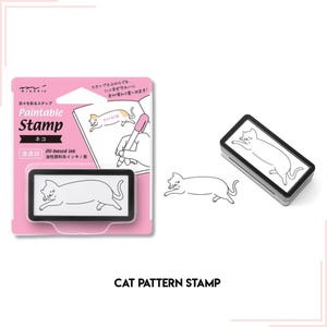 Midori Cat Pattern Permeable Half Stamp  oil-based ink 1000 times stamp Japan Stationery DesignPhil