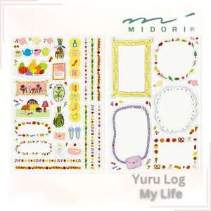 Naklejki do malowania Midori Diary Yurulog 2 sztuki Wzór My Life Naklejki wielokrotnego użytku DesignPhil /można pisać długopisami na bazie wody