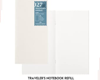 May include: A white Traveler's Notebook refill with watercolor paper. The cover has a blue label with the text "027 Traveler's notebook Watercolor Paper" and the text "ミシン Perforated 24 pages" in Japanese.