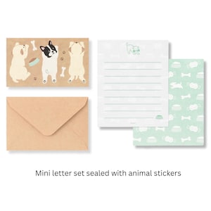 Juego de cartas Midori Mini selladas con pegatinas de animales, juego de cartas con sobres y diseño de perros, nuevo lanzamiento, lindo diseño de papelería japonesaPhil