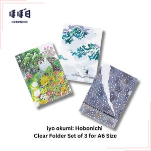 Hobonichi iyo okumi: Juego de 3 carpetas transparentes Hobonichi para tamaño A6