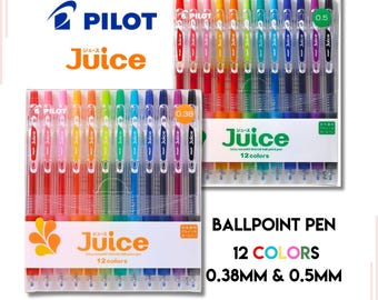 PILOT Gel Pen Juice 12 Color Set 0.3mm 0.5mm Vivid Colors Pigment in Water Resistant 0.38mm 0.5mm