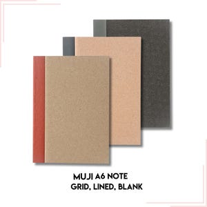 Bloc-notes Muji A6, ligné 6 mm, vierge, quadrillage 5 mm, bloc-notes japonais minimaliste