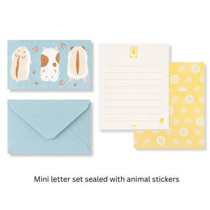 Conjunto de cartas Midori Mini selado com adesivos de animais Conjunto de cartas com envelope e design de hamster, Novo lançamento, Design fofo de papelaria japonesaPhil
