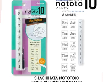 Shachihata  Scheduling  Design Stick Stamp ,Days Nights Stamp Nototot10 Black Stamp  Mini Stamp for Planners Non Bleed Oil Based Stamp