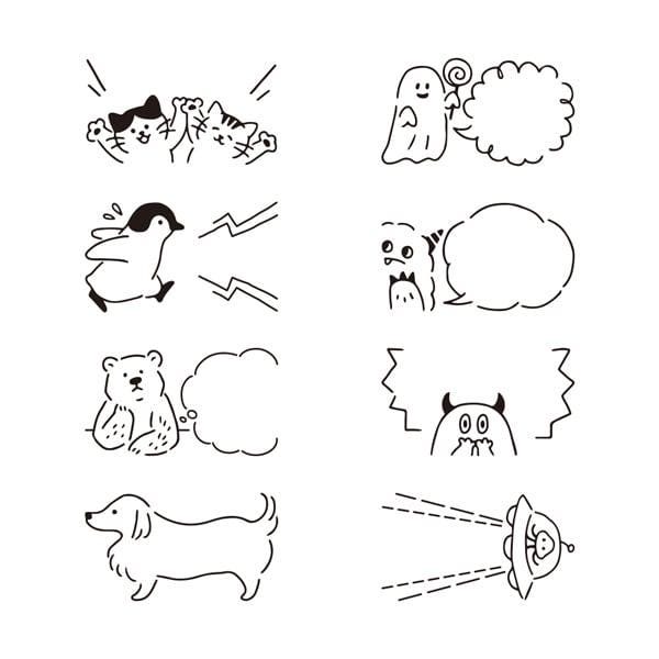 Tampon Rotatif MIDORI Motif Animaux - 10 Motifs Interchangeables (pingouin, Chat, Panda...) Pour Carnet Et Papeterie