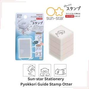 Puede incluir: Un sello guía Sun-star Pyokkori Otter blanco. El sello tiene un lindo diseño de nutria y viene con una guía para estampar fácilmente. El embalaje incluye el sello, la tinta y las instrucciones. El sello mide aproximadamente 3 cm.