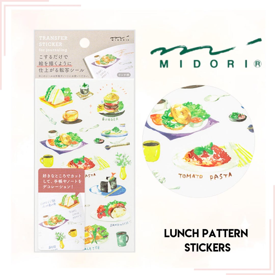 Midori Diary Stickers, Paint Style Sticker Transfer Lunch Pattern Re ...