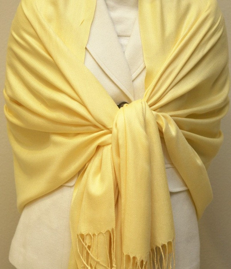 Sale slightly defect soft light yellow scarf, bridesmaid wrap, bridal shawl, bridesmaids gifts personalized image 2