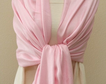 Sale slightly defect light pink shawl scarf wrap with monogram, winter accessories