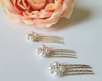 wedding hair accessories - 6 rhinestones, faux pearls hair combs, bridal hair pieces, special hair pieces