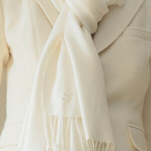 Wedding gift ideas, clearance slightly defect ivory shawl scarf wrap, bridesmaid gifts with monogram image 2